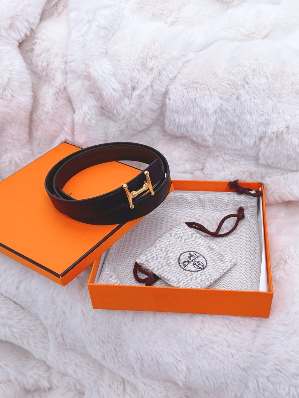 Hermès Mors H reversible leather belt